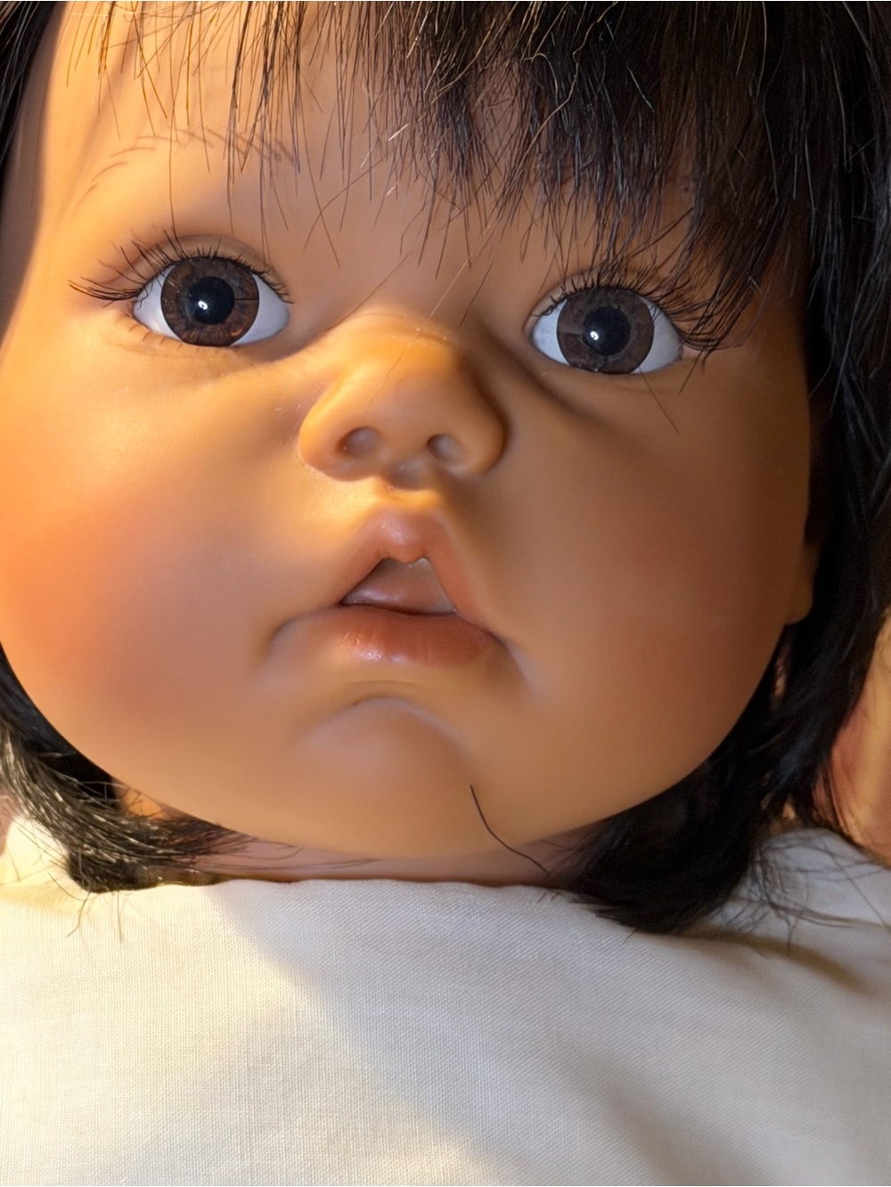 Lifelike Brown-Eyed Baby Doll with Black Hair - Classic Play Doll